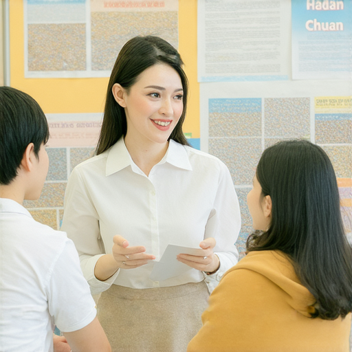 外籍英文老師進行一對一教學，展現學生與老師互動的情境，背景中有皓鑭傳的相關資料，強調學習英文的效果與樂趣，揭示皓鑭傳背後的秘密。