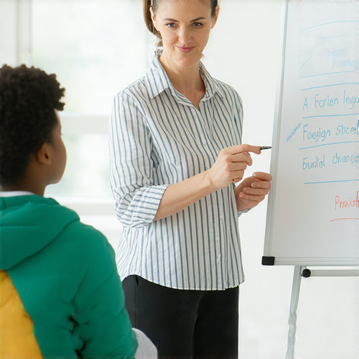 外籍英文老師一對一教學場景，學生專注學習，老師提供個別指導，提升英語能力，營造輕鬆互動氛圍，瞬間提升英語流利度與自信心。