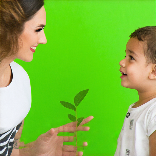 綠色背景下的外籍老師與學生一對一互動，探討生態與英語學習的結合，強調綠化你的英語，體驗獨特的教學方式，提升語言能力。