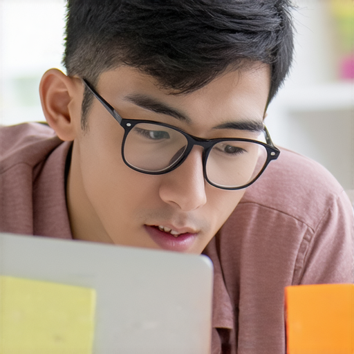 與外籍英文老師一對一學習的學生，專注於解密節目主持人的成功秘訣，背景顯示課程介紹，學習氛圍輕鬆愉快，強調加入課程的吸引力。