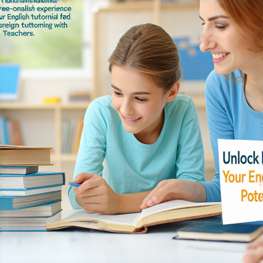 免費體驗外籍老師一對一教學的宣傳圖片，學生與老師互動學習英語，彰顯提升英語潛能的機會，立即報名以解鎖您的英語潛力。