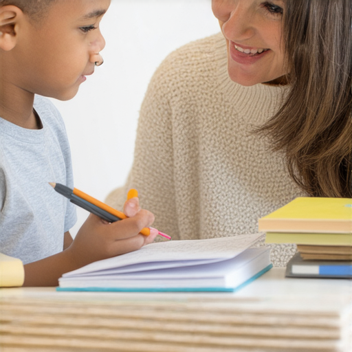 一位外籍老師正在與學生進行一對一的英語學習，氛圍輕鬆互動，學生專注聆聽，探索英語學習的中心，促進語言技能的提升與飛躍。