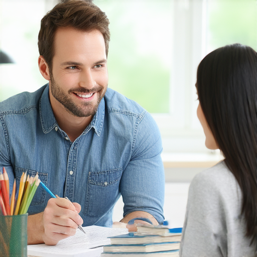 外籍老師一對一授課場景，學生專注學習農業英文，課程中使用教材，創造輕鬆的學習氛圍，提升英語能力，體驗高效農業英文教學。