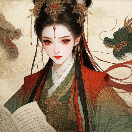 武則天女皇的主題圖片，展現她打破傳統的勇氣與智慧，並吸引外籍英文老師協助學習英語，了解這位歷史上獨特女性的故事，激勵更多人。