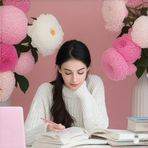 探索洋牡丹的魅力，外籍老師與學生一對一交流的場景，學生專注學習英文，洋牡丹在畫面中增添色彩，展現學習的活力與熱情。