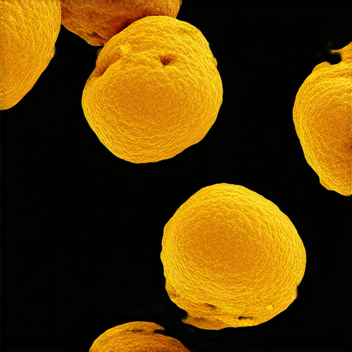 金黃葡萄球菌顯微鏡下的細菌圖像，展示其圓形菌體與細胞結構，提醒大眾關注健康威脅，並鼓勵與外籍老師探討相關知識。