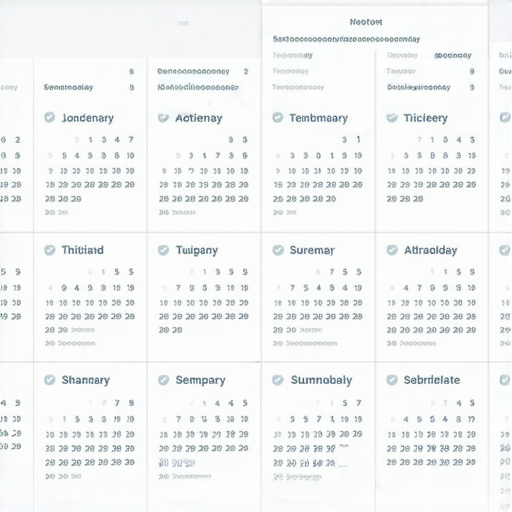 月曆上標示的日期與任務，展示如何利用月歷提升時間管理技巧，提升效率與組織能力，讓生活更有條理，實現目標和規劃。