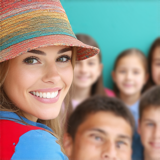 探索漁夫帽背後的秘密，外籍老師引導學生流利談英語，畫面中有外籍老師穿著漁夫帽，與學生互動，展現學習興趣與語言交流的熱情。