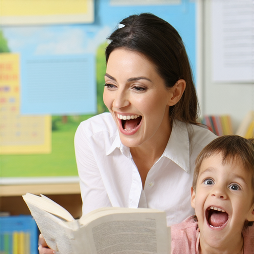 外籍英文老師與學生進行一對一教學，展現互動學習的快樂場景，學生充滿驚喜，打破學習障礙，提升英語能力，享受學習的樂趣與成就感。