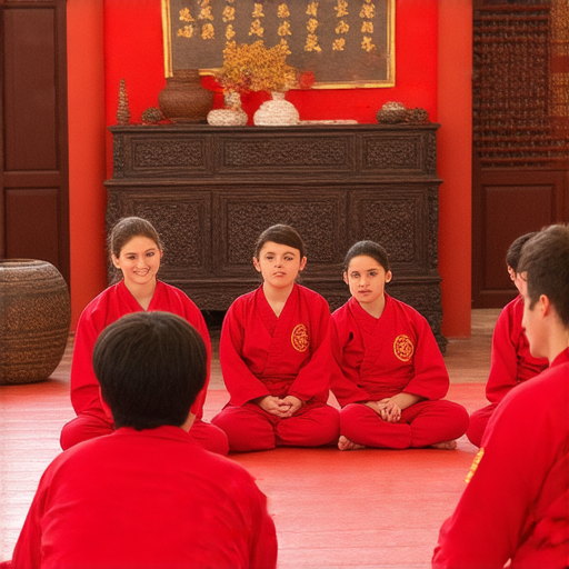 在武林環境中學習英文的學生，與外籍老師進行一對一教學，場景活潑，鼓勵探索語言高手之路，展現學習的動力與熱情。