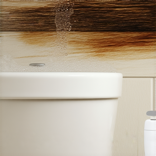 驚！廁所水箱漏水導致天花板滲水的情況，圖中顯示水箱的漏水點和受影響的天花板，提供5招快速檢測與修復的方法，幫助解決水管問題。