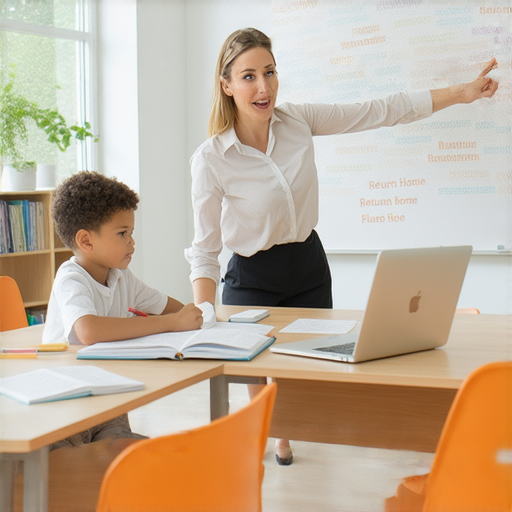 外籍英文老師與學生一對一互動學習，專注於提升流利英文能力，展現學習過程中的專注和交流，使學生在「歸途」計畫中開啟流利英文之旅。