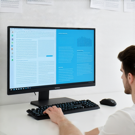 一位學習者在電腦前專注練習打字，旁邊展示各種英文打字技巧，旨在幫助人們提升打字速度與準確性，成為打字高手。