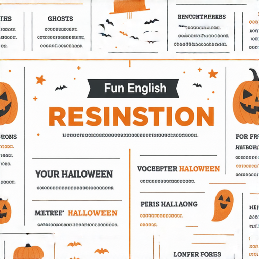從辭職到萬聖節的趣味英語詞彙圖示，展示多個與辭職、萬聖節相關的單詞和短語，幫助學習者輕鬆掌握這些有趣的英語表達，增強語言能力。