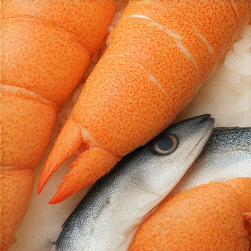 一系列食材圖片，從新鮮鯖魚到豪華龍蝦，展示這10種食材的獨特外觀和烹飪風格，探索其驚人秘密與做法，適合愛好烹飪的食客。