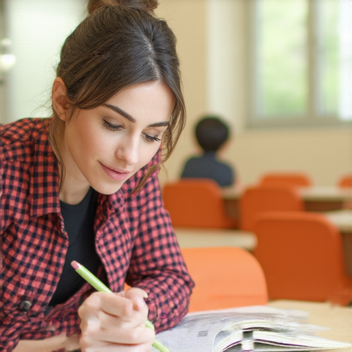 外籍老師與學生一對一進行英文教學，教室內環境舒適，學生專注學習，展現打破語言牢籠的潛力與可能性，提升英文溝通能力。