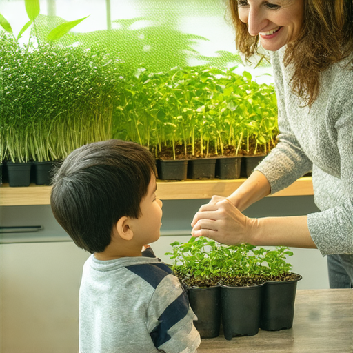 一位外籍英文老師與學生一對一學習植物種植技巧，背景為多種植栽的教室，展現發現種植樂趣的氛圍，以及互動學習的美好時刻。