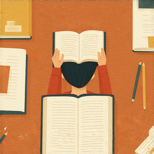 一位學生在閱讀英語書籍，旁邊放著筆記本與文具，呈現出提升語言能力的學習環境，展現出謙虛與努力的重要性，揭開英文學習的秘密。