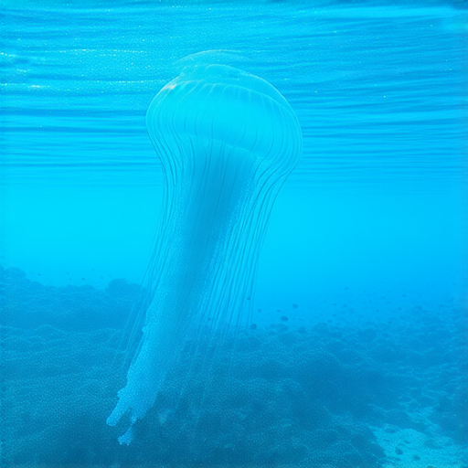 水母在海洋中優雅漂浮，外籍老師引導學生一對一學習英文，讓學習者沉浸在神秘的海洋世界，探索生物知識，增進語言能力，體驗自然的奇妙魅力。