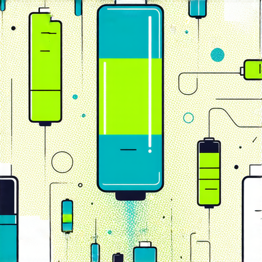 電池與青春期的秘密關聯圖，展示不同類型電池的形狀與特性，背景上有青春期的象徵元素，強調零用電的力量與影響力。