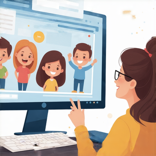 發現白雪公主的故事背後的圖片，展現外籍老師在線指導學生，促進英語水平提升的互動情景，強調一對一學習的優勢與樂趣。