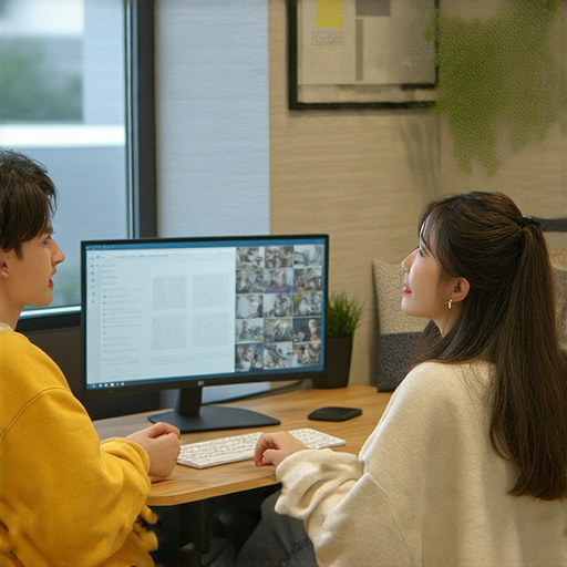 網吧一對一外籍英文教學場景，學生專心與外籍講師互動，提升英語能力的學習過程，顯示教師與學員之間的良好溝通及教學氛圍。