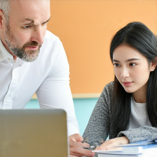 外籍老師一對一教學，學生學習英語解決電腦死機問題，專注學習情境，提升英語能力和問題解決技巧，讓煩惱不再困擾。