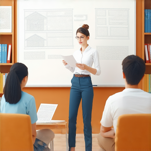 外籍英文老師一對一教學，解析樓價及房市秘訣的場景，學員專注學習，教學環境舒適，提升英文能力與房地產知識。