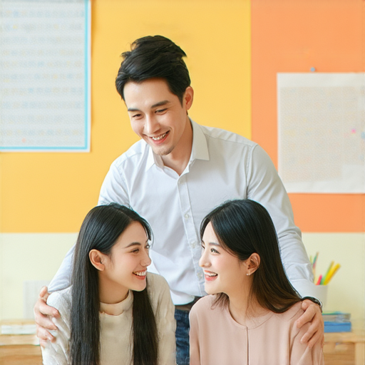 專業外籍老師一對一英文教學的學員，開心地參與課程，背景為教室環境，彰顯流利英語之旅的開始，提升英文學習效果。