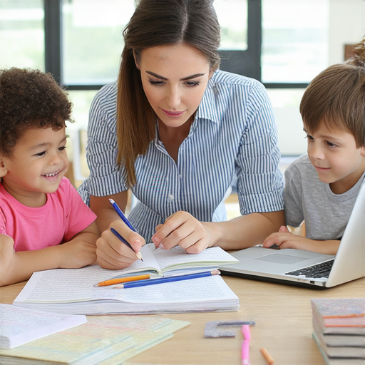 打造理想辦公桌的外籍老師與學生一起學習英文，桌面上擺滿學習資料和筆記，營造專業學習環境，發現專屬英語學習秘訣。