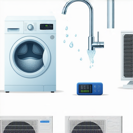 無法忍受的漏水煩惱，水龍頭、洗衣機和冷氣漏水檢測過程示意圖，顯示漏水源和檢測工具，讓您學習如何有效解決漏水問題，提高家居舒適度。