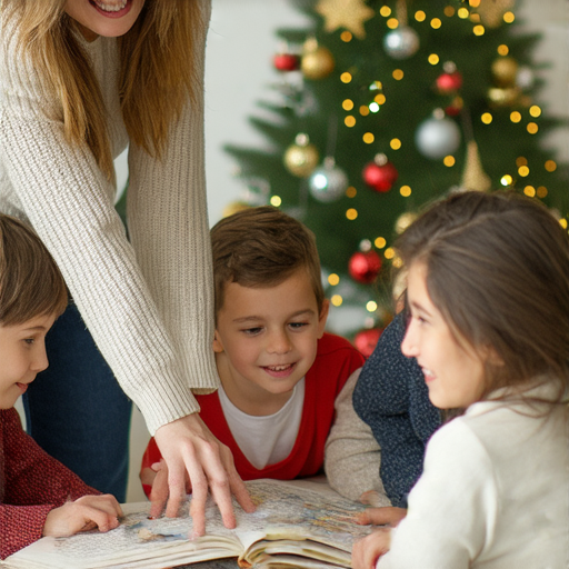 用聖誕祝福啟動英文學習旅程的圖片，展現專業外籍教師幫助學生學習英文的場景，鼓勵人們利用節日氛圍提升語言能力，啟發學習熱情。