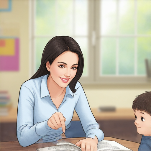 一名外籍英文老師與學生進行一對一教學，學生專注聆聽，教材上寫著牛頓的智慧，教室環境活潑，學習氛圍愉悅，鼓勵探索英文學習的樂趣。