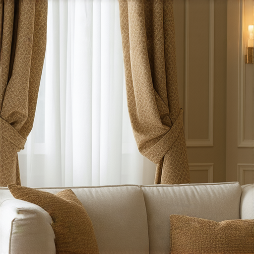 現代客廳中優雅的窗簾，展示出柔和的光線和時尚的設計，增添空間的舒適感與美感。窗簾的材質和顏色提升室內氛圍，完美結合功能性與裝飾性。