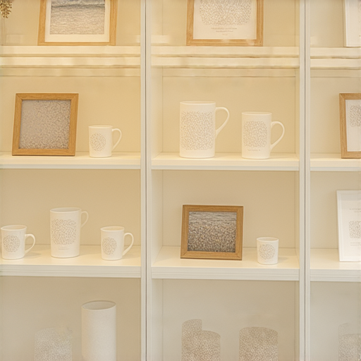 獨特紀念品展示圖，展示多款可訂製的專屬回憶產品，包括相框、杯子及紀念品，吸引顧客點擊了解更多，選擇獨一無二的個性化商品。