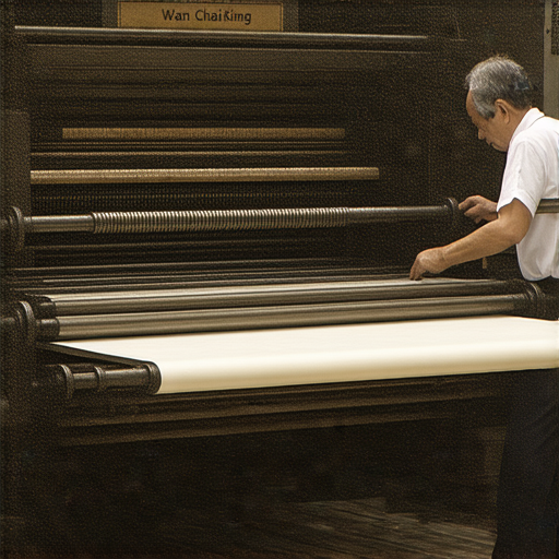 活字印刷術的魅力，灣仔一家傳統印刷廠內的印刷機，工作人員專注操作，展示古老技術的細緻工藝，元朗印刷廠背景故事成為文化傳承的重要一環。