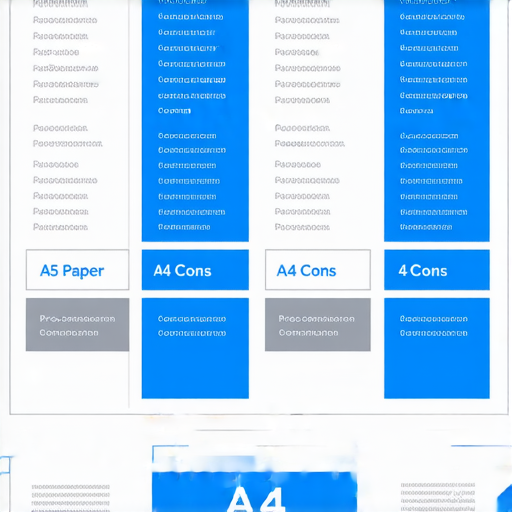 A5與A4尺寸的紙張比較圖，展示各自的優缺點及適用場景，幫助選擇最佳的訂購策略，包含標籤和資訊，適合用於了解不同紙張需求的商業用戶。
