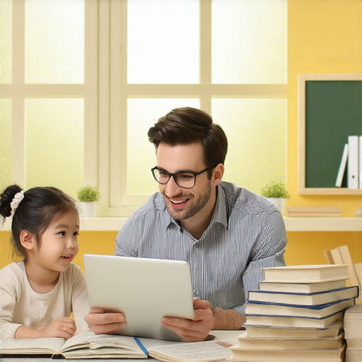 一位外籍老師正在與學生進行一對一的英語教學，畫面中展示出互動學習的氛圍，提醒學習者在淡季提升英語能力，開啟個人學習之旅。