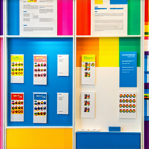 Foamboard展板上印有鮮豔的即日訂製設計，展現各式創意展示，吸引觀眾目光，適合用於展覽和活動，強調Foamboard的重要性及其獨特優勢。