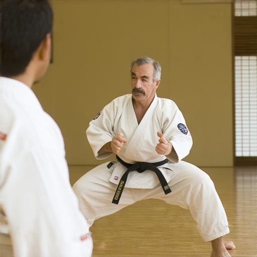 專業外籍老師與學生進行空手道與跆拳道一對一課程，學生專心學習技巧，背景展示道場環境，掌握武術英文，體驗多元文化。