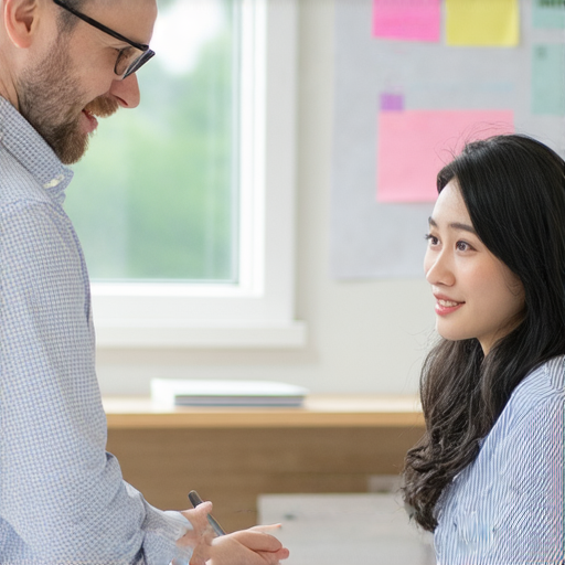 外籍老師一對一教學場景，學員專注學習英文，展現突破語言邊界的潛力，提升英語能力，探索新的學習機會，促進文化交流與理解。