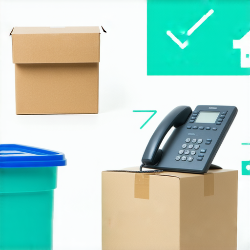 實惠膠箱、電話和小型搬運服務的簡約視覺，展現輕鬆搬家的解決方案，讓客戶一鍵了解如何快速方便地搬遷，提升搬家效率與經濟性。