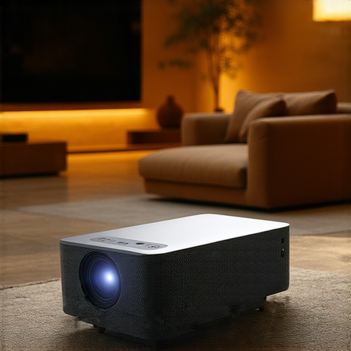 小米投影機3展示在客廳中，投影出大屏電影效果，營造出私人影院氛圍，周圍有舒適沙發和柔和燈光，突顯其神奇魅力。