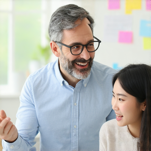 外籍英文教師與學生進行一對一教學，提升英語水平的場景，展示互動學習的氛圍，讓語言無界限，體驗實時英文交流及個性化指導。