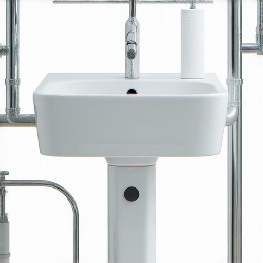 洗手盆的構造示意圖，展示排水系統、水龍頭及管道連接，並標注相關英文術語，幫助了解洗手盆的秘密，提升生活品質。