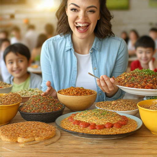 外籍老師在聚會上熱情教學，學生們愉快地學習英文，背景有美味的餐點，展現派飯學英文的輕鬆氛圍，讓學習變得有趣且互動。