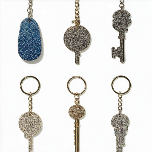 十個不同風格的鎖匙扣展示，每個鎖匙扣各具特色，色彩繽紛，設計獨特，適合各種場合，讓人驚喜不已，解鎖時尚的絕佳選擇。