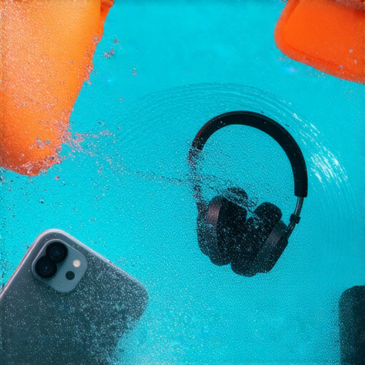 全方位防水攻略的神器展示，包含防水手機袋、防水耳機、防水相機等設備，讓你的電子產品在各種環境中安然無恙，提升使用安全性。