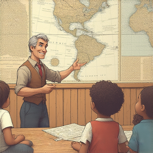 外籍英文老師引導學生探索殖民地歷史的圖片，透過一對一互動學習，學生深入了解歷史背景和文化，啟發學習興趣，展開豐富的學習之旅。