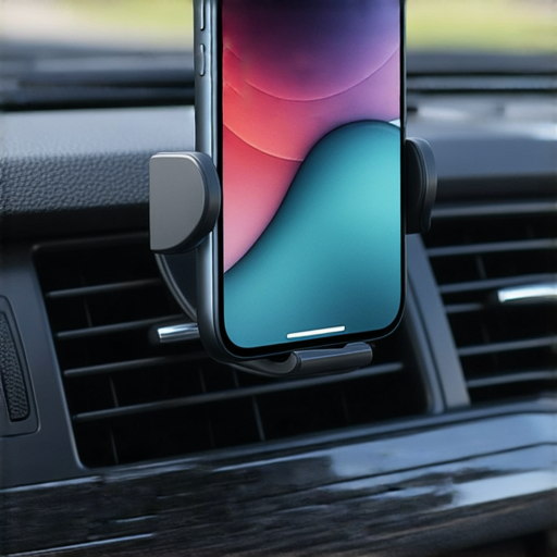 車載手機支架展示，說明挑選技巧與提升駕駛安全的重要性，強調英語學習對於安全駕駛的幫助，簡潔易懂的資訊傳遞，適合關注駕駛安全的人士。